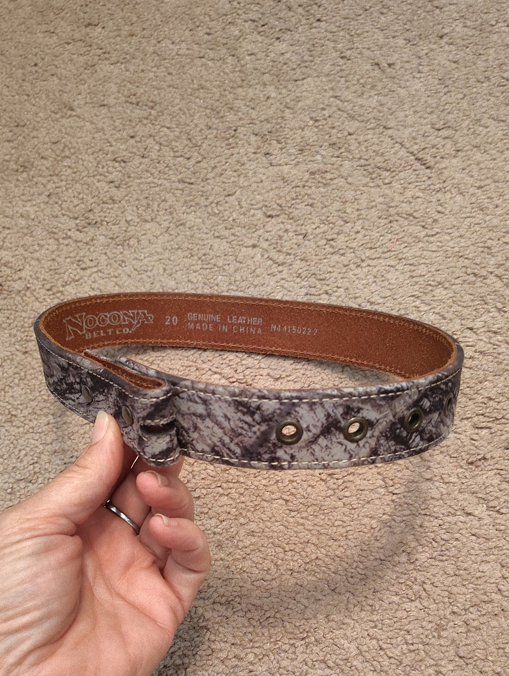Nocona Camp Leather Belt with Metal Eyelets
